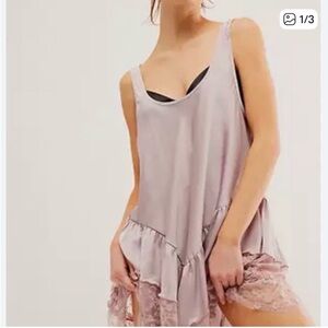 Free People Lavender Lace-Trim Slip Dress Young In Love